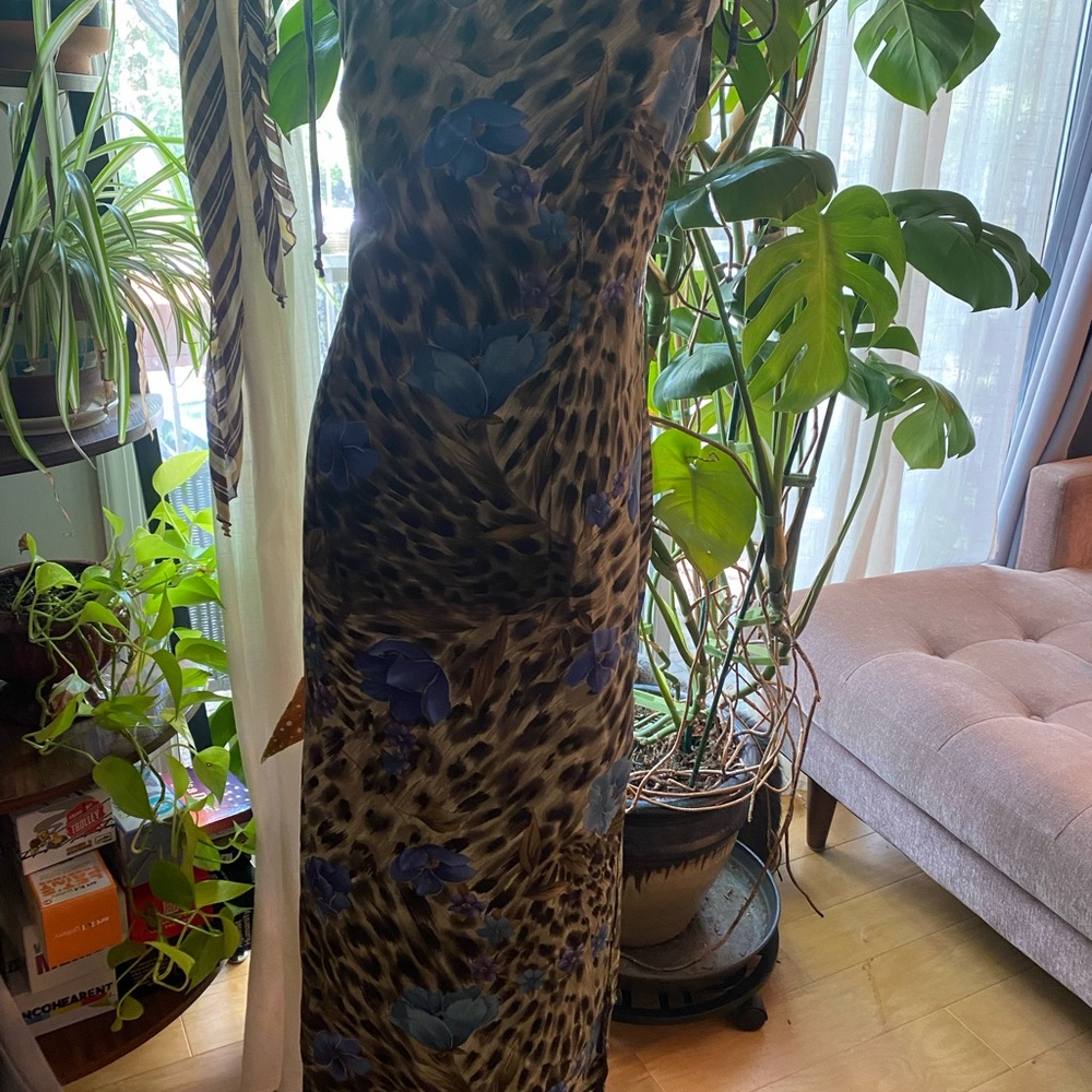 Leopard Print and Blue Floral dress vintage